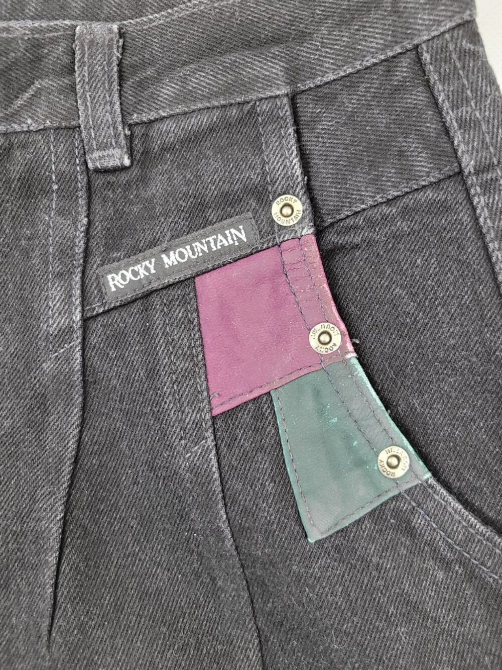Vintage Rocky Mountain Jeans 13 Black High Rise Bareback Leather (fit 29x36.5)